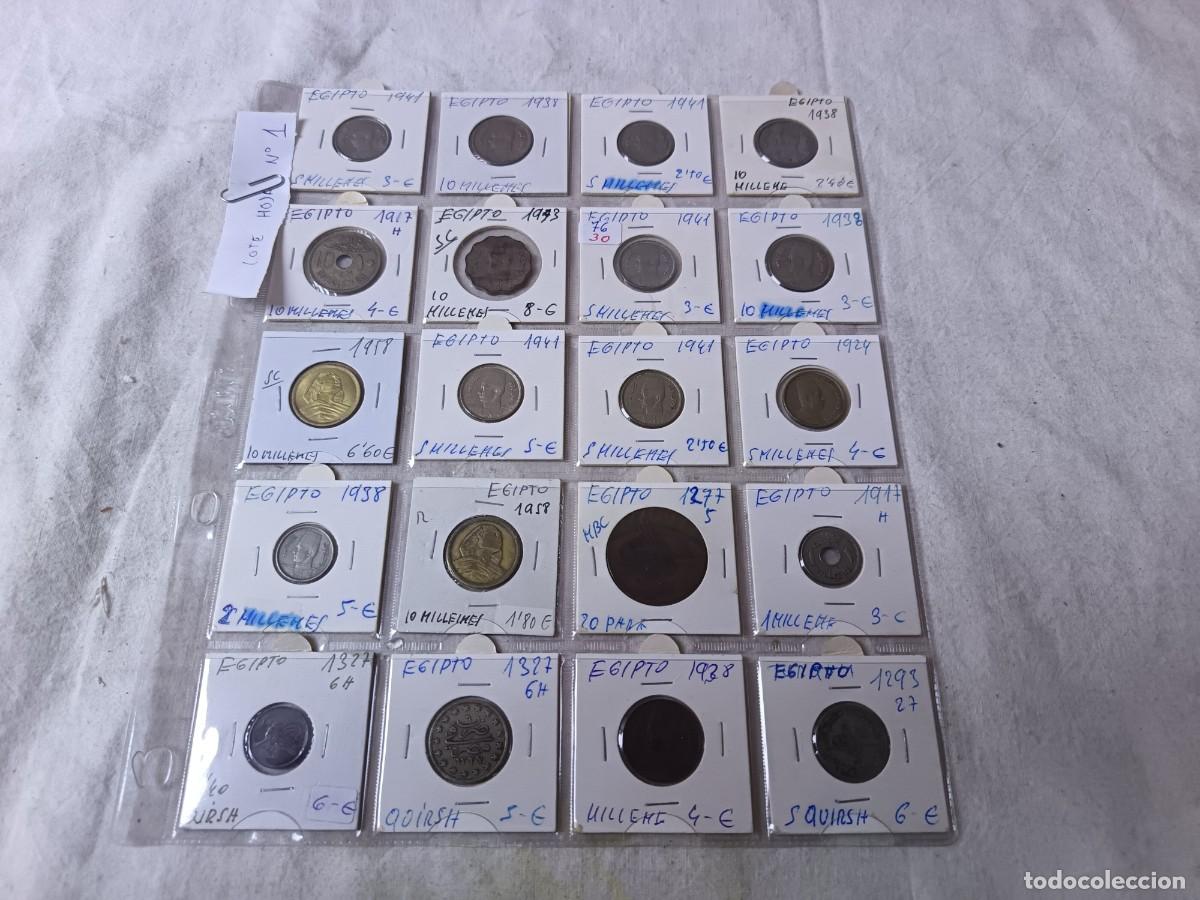 Moedas antigas da &Aacute;sia: HM1, Lote de 20 Monedas de Egipto, en estuches de cart&oacute;n y hoja clasificadora de pl&aacute;stico