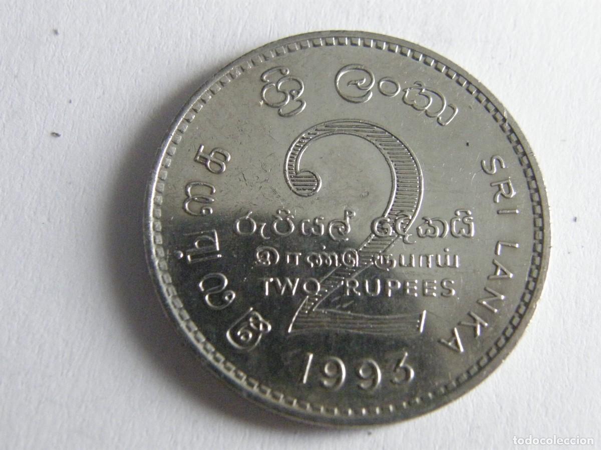 Monedas antiguas de Asia: Sri Lanka &ndash; 2 Rupias &ndash; El Le&oacute;n Dorado con Espada (Reinado de la Rep&uacute;blica) 1993