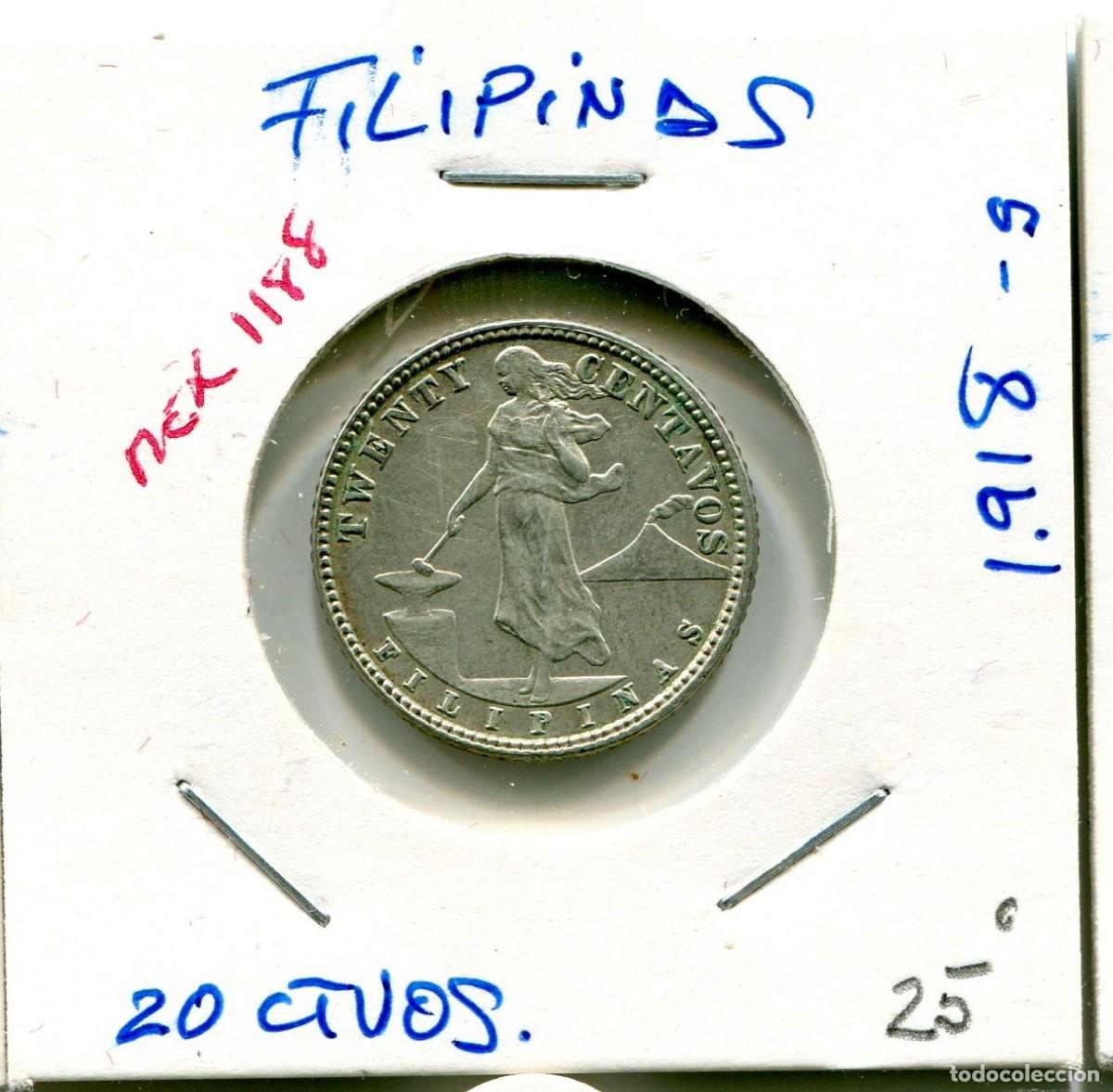 Monedas antiguas de Asia: 20 CENTAVOS A&Ntilde;O 1918 S FILIPINAS ( MEX1188 )