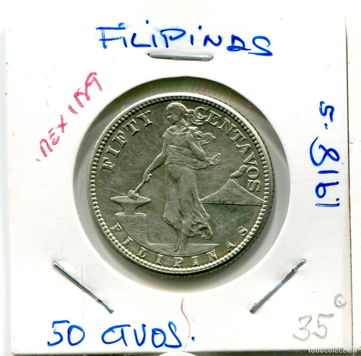 Monedas antiguas de Asia: 50 CENTAVOS A&Ntilde;O 1918 S FILIPINAS ( MEX1189 )