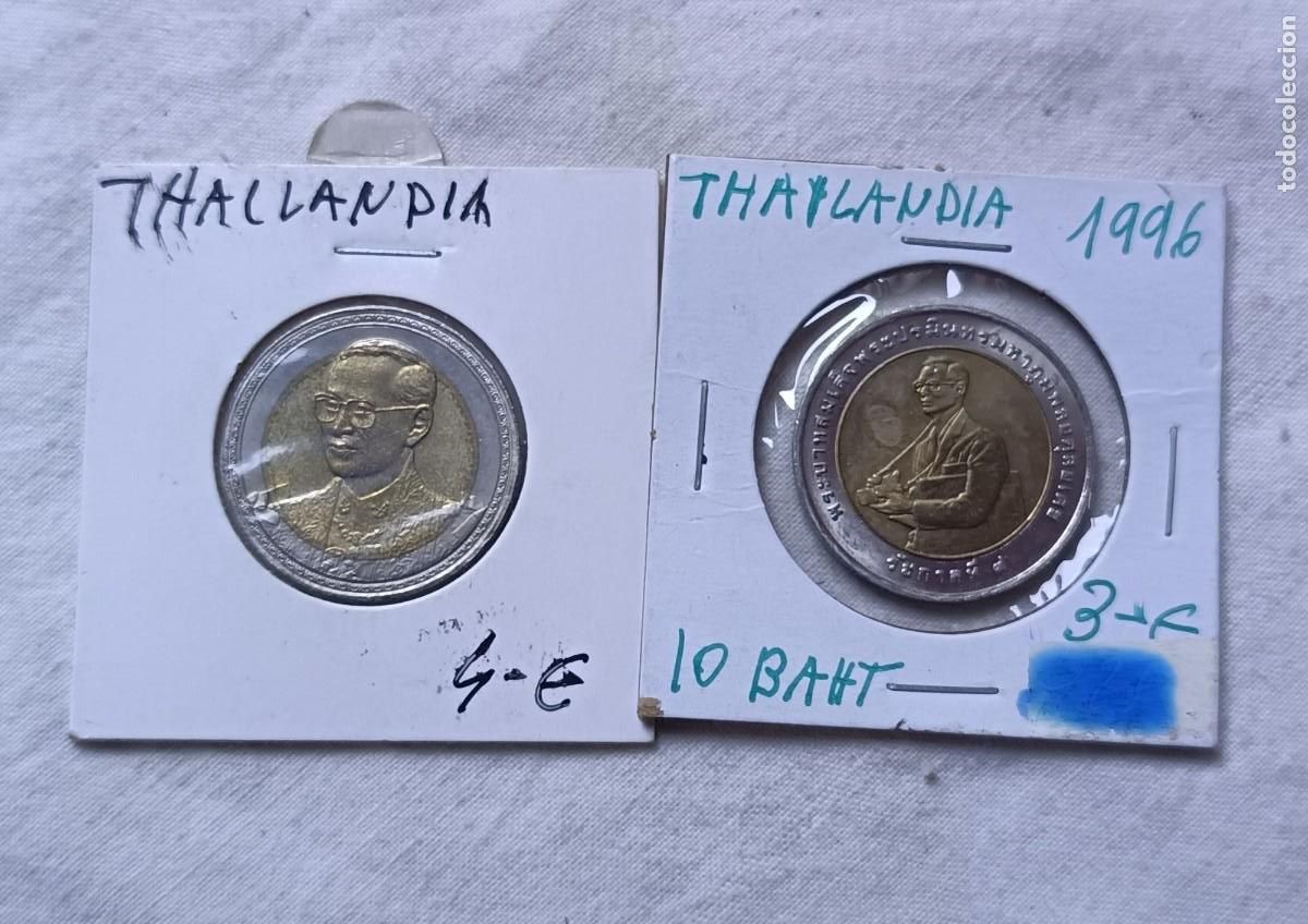 Alte M&uuml;nzen aus Asien: Lote de Monedas Bimet&aacute;licas, en estuche de Cart&oacute;n, Tailandia, con notas en el cart&oacute;n