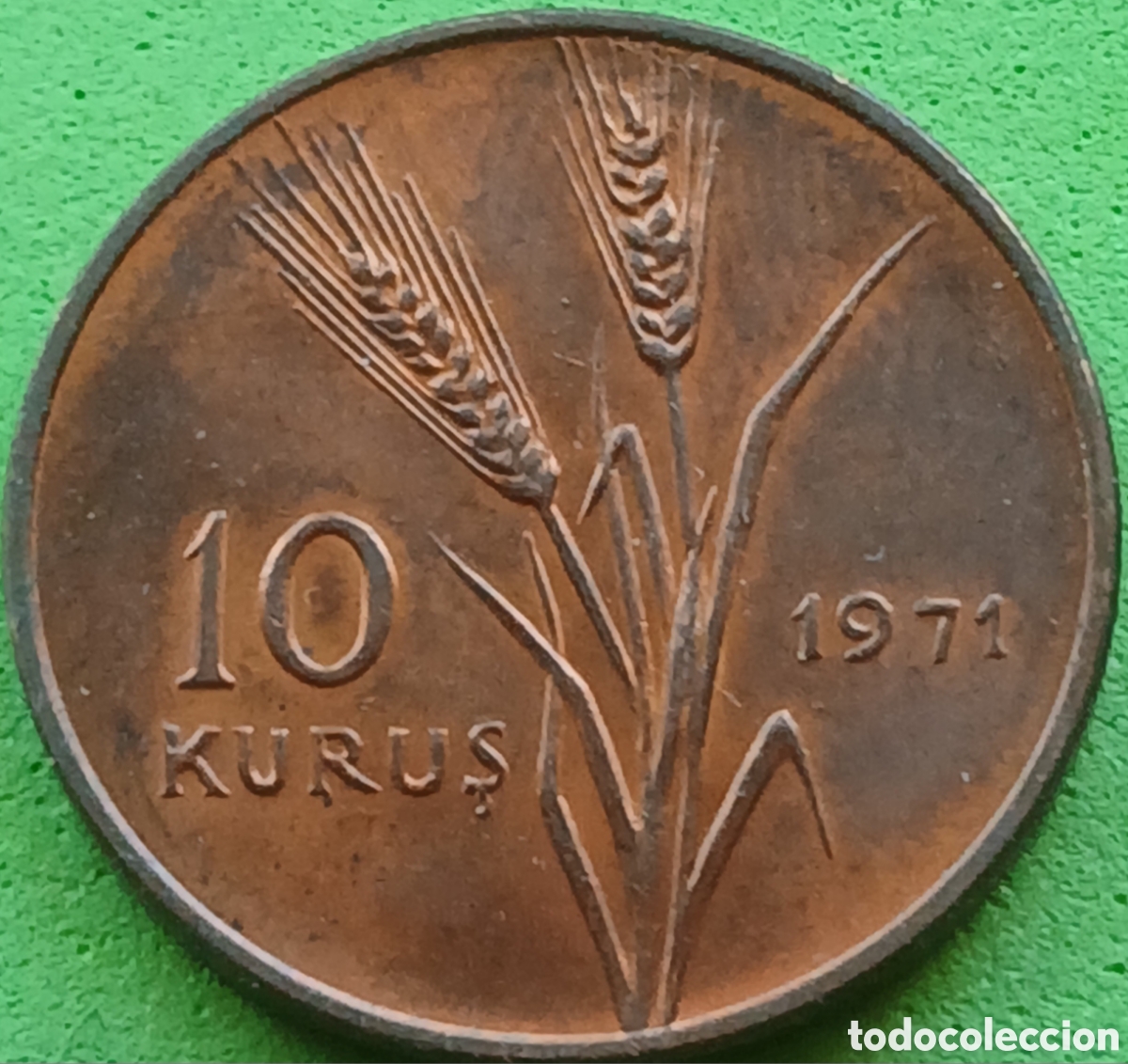 Monedas antiguas de Asia: Turqu&iacute;a 10 kurus 1971 km#898.1 FAO