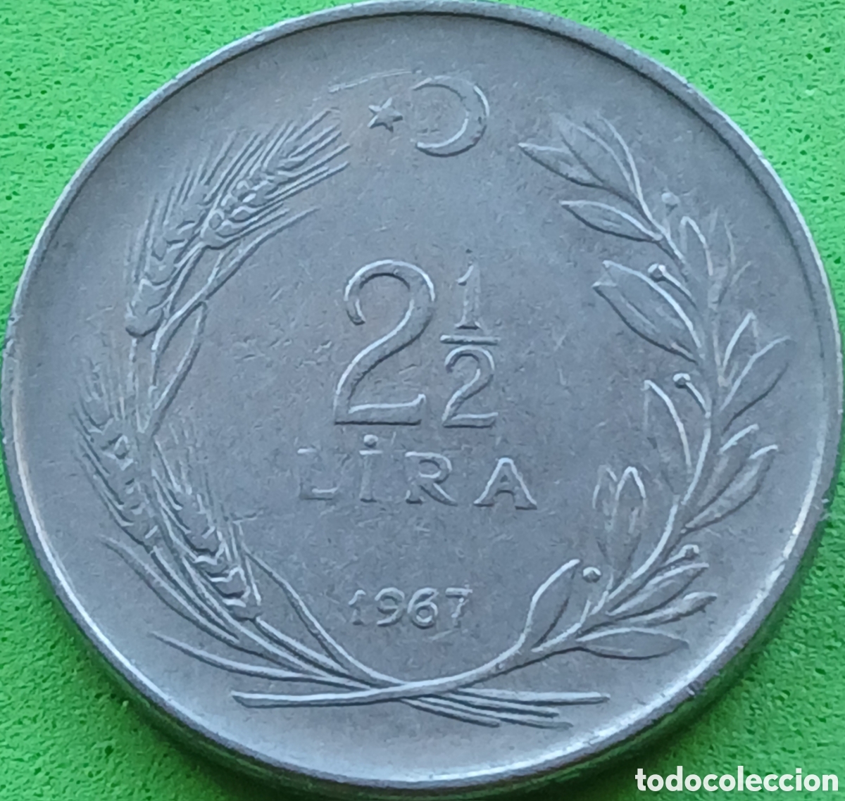 Monedas antiguas de Asia: Turqu&iacute;a 2&frac12; liras 1967 km#893.1