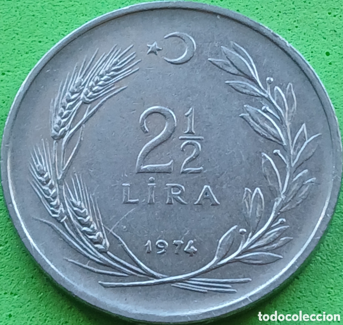Monedas antiguas de Asia: Turqu&iacute;a 2&frac12; liras 1974 km#893.2