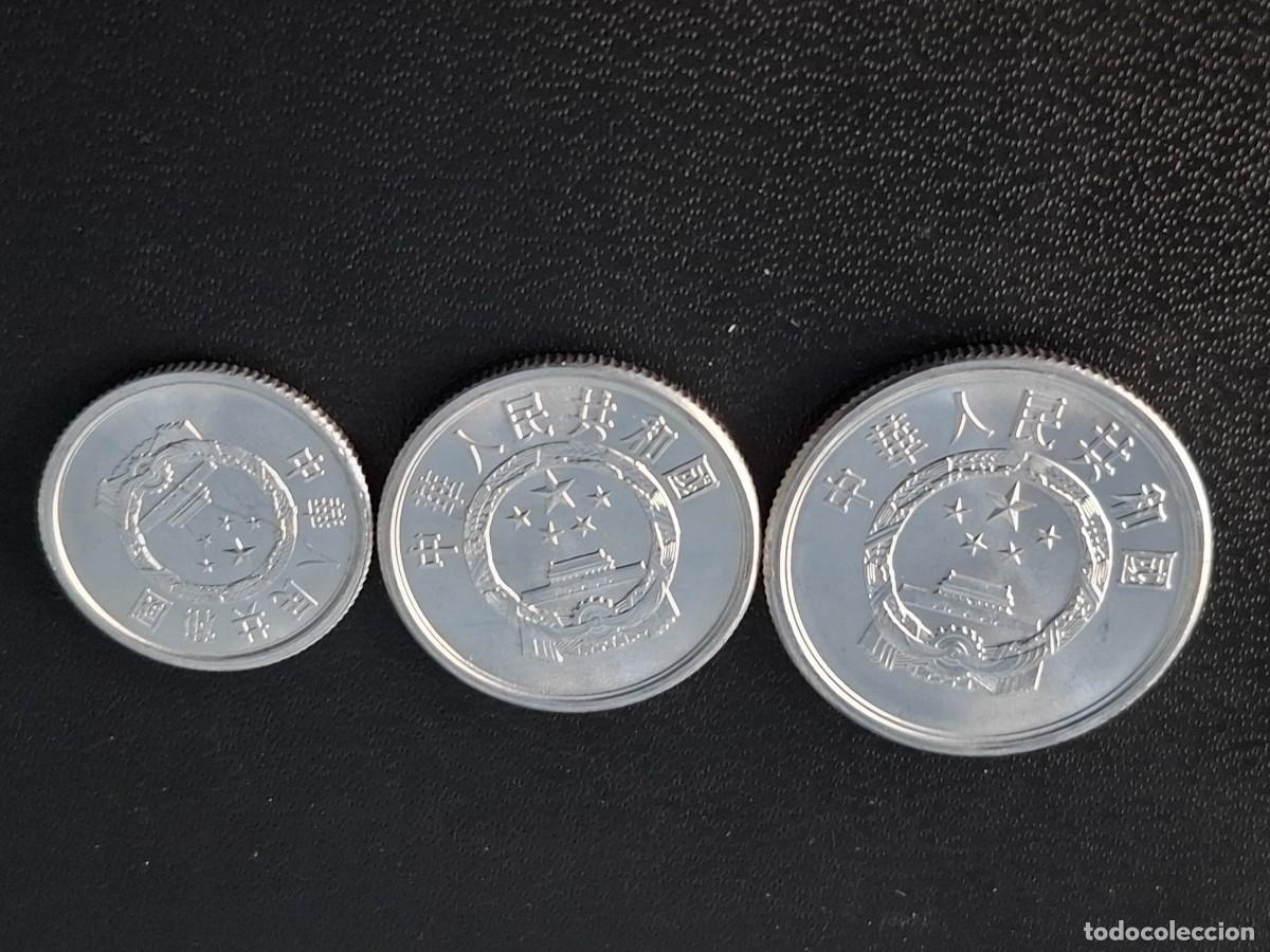 Monedas antiguas de Asia: Lote 3 monedas de 1, 2 y 5 FEN, en aluminio, CHINA en SIN CIRCULAR