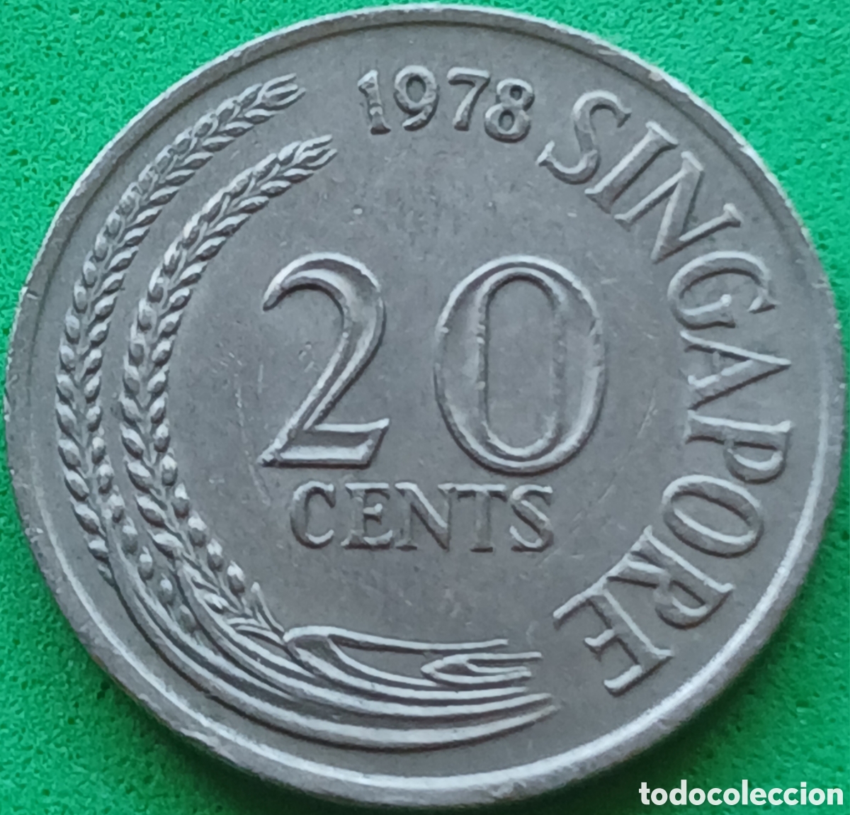 Monedas antiguas de Asia: Singapur 20 cents 1978 km#4 sin marca de ceca/ poco com&uacute;n