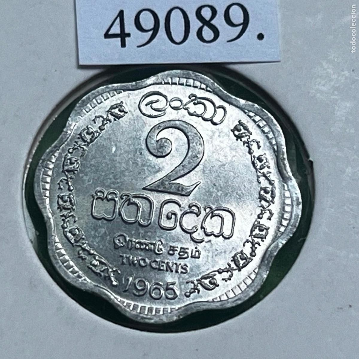 Monedas antiguas de Asia: Sri Lanka 2 c&eacute;ntimos 1965, antes Ceylon