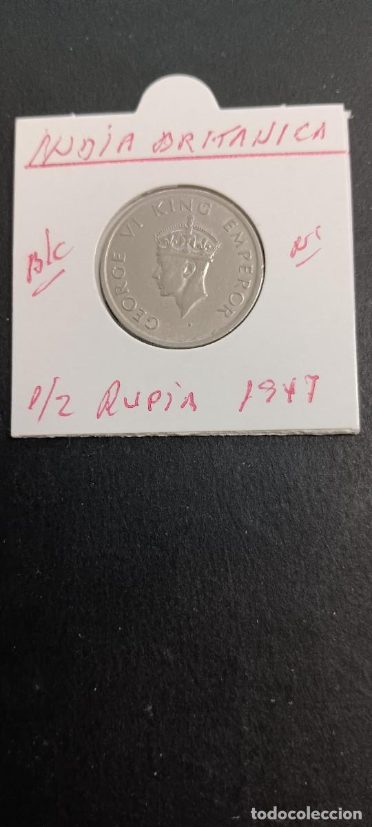 Monedas antiguas de Asia: INDIA BRITANICA 1/2 RUPIA 1947 BC KM=533 (NIQUEL) GEORGE VI