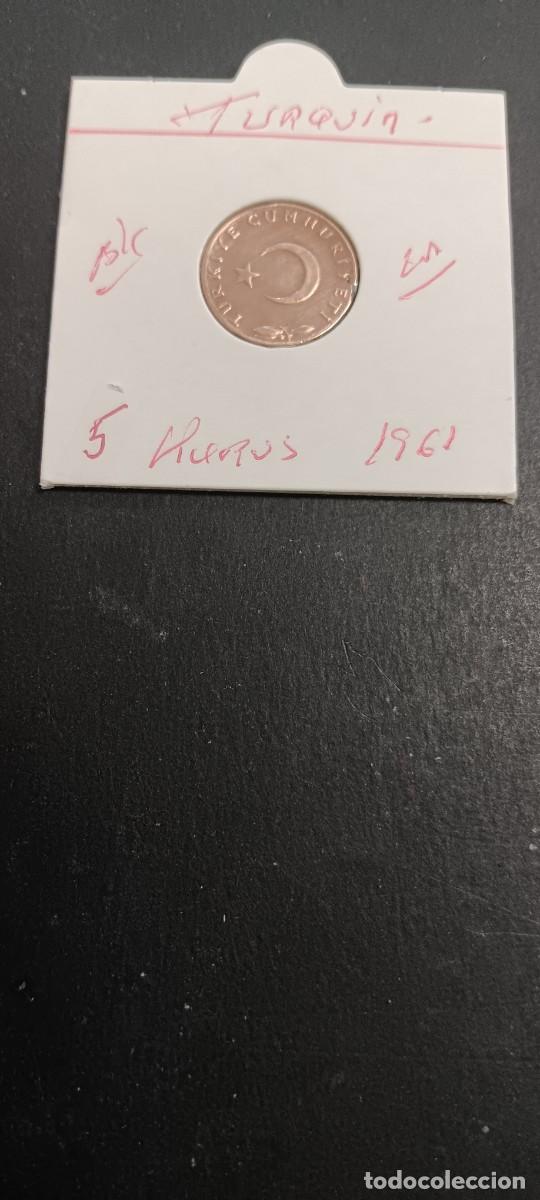 Monedas antiguas de Asia: TURQUIA 5 KURUS 1961 BC KM=890.1 (BRONCE)