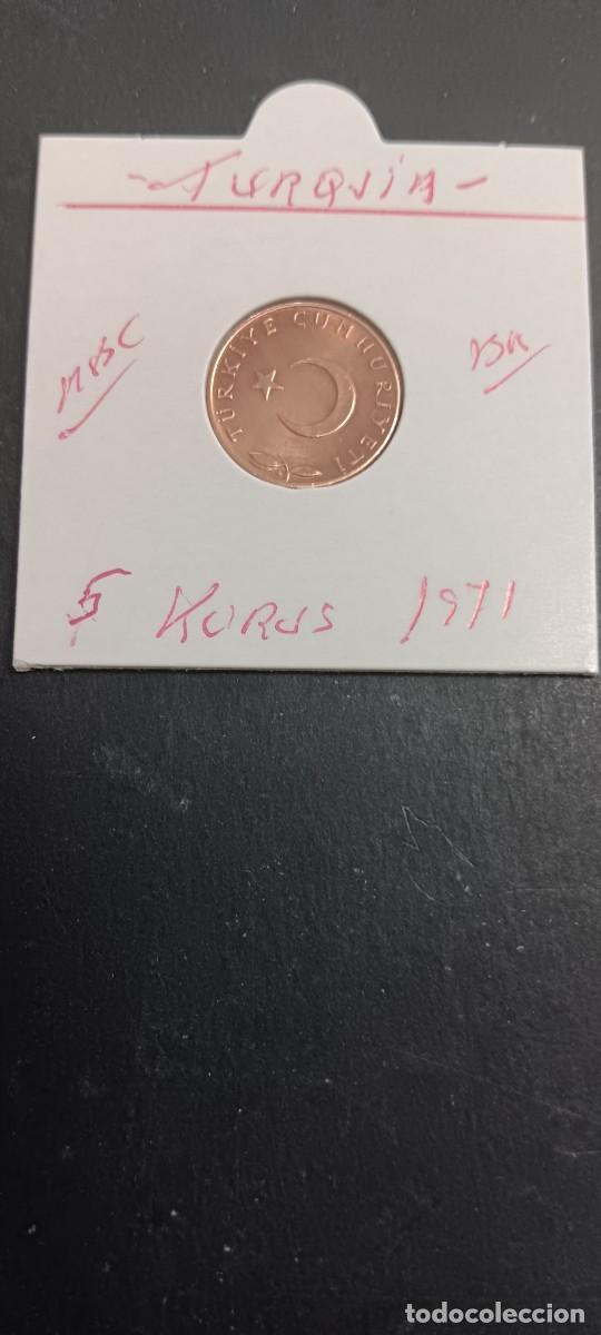 Monedas antiguas de Asia: TURQUIA 5 KURUS 1971 BC KM=890.2 (BRONCE)