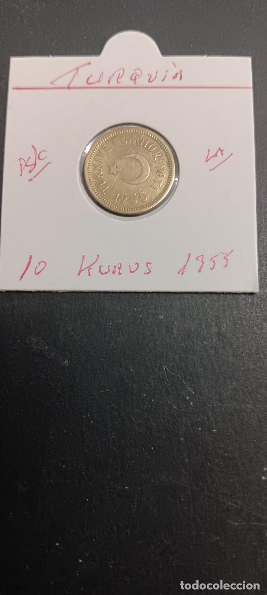 Monedas antiguas de Asia: TURQUIA 10 KURUS 1955 BC KM=888 (LAT&Oacute;N)