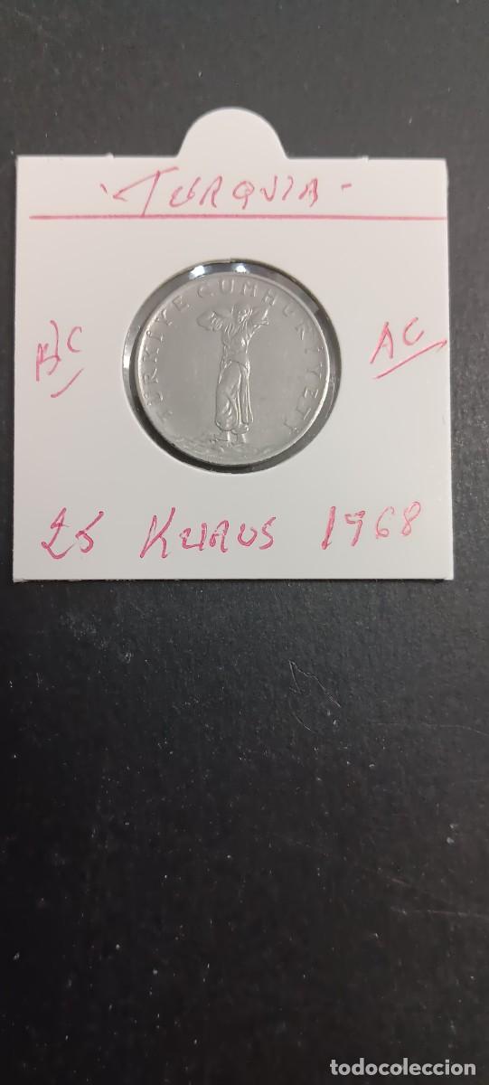 Monedas antiguas de Asia: TURQUIA 25 KURUS 1968 BC KM=892.3 (ACERO)