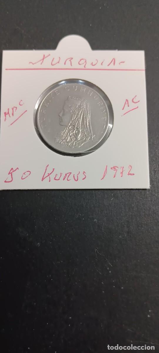 Monedas antiguas de Asia: TURQUIA 50 KURUS 1972 MBC KM=899 (ACERO)