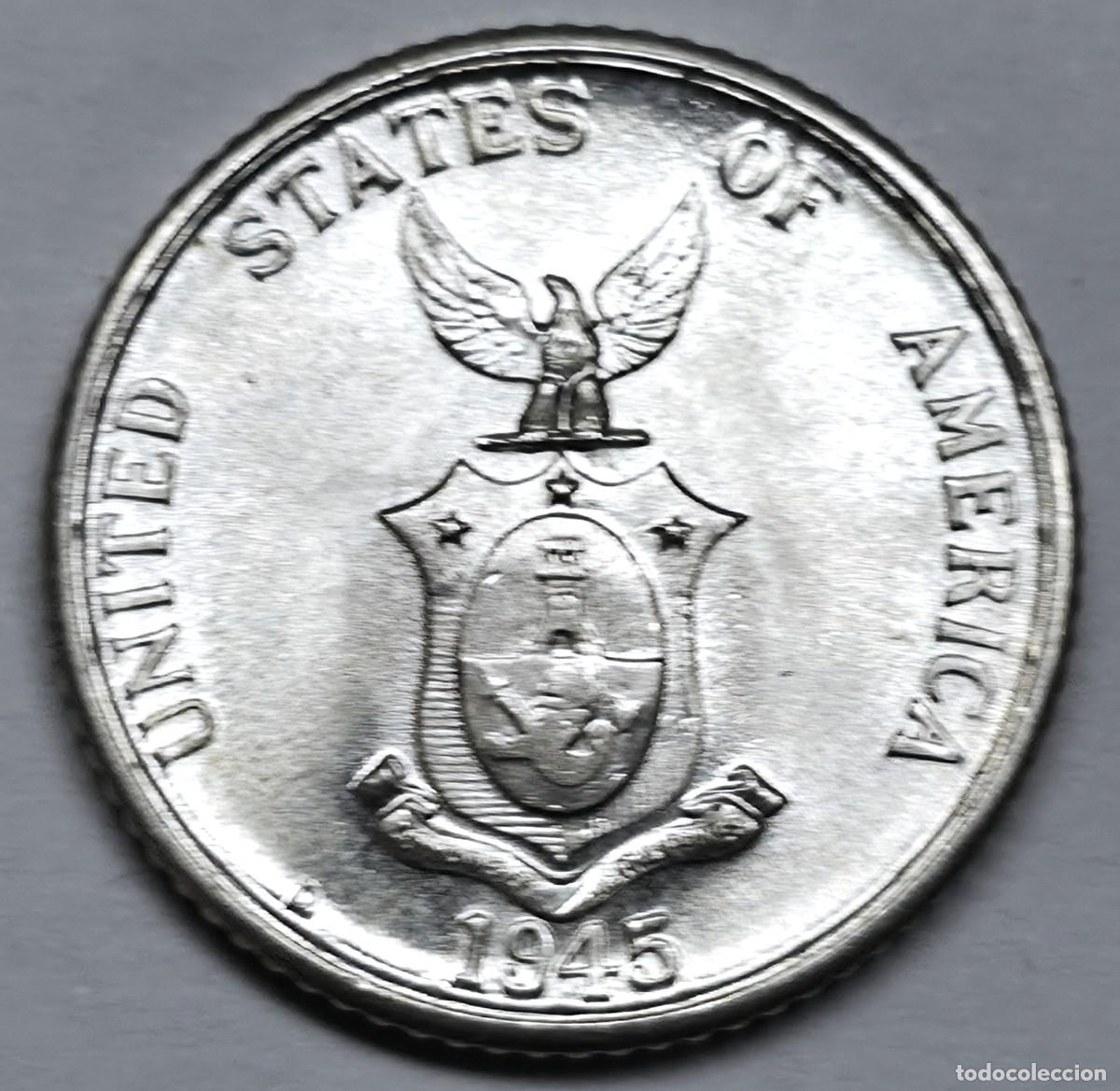 Monedas antiguas de Asia: MONEDA DE PLATA FILIPINAS TWENTY CENTAVOS 1945 D. SC - Foto 2