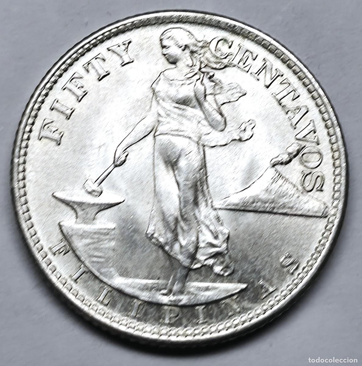 Monedas antiguas de Asia: MONEDA DE PLATA FIFTY CENTAVOS 1945 S. SC