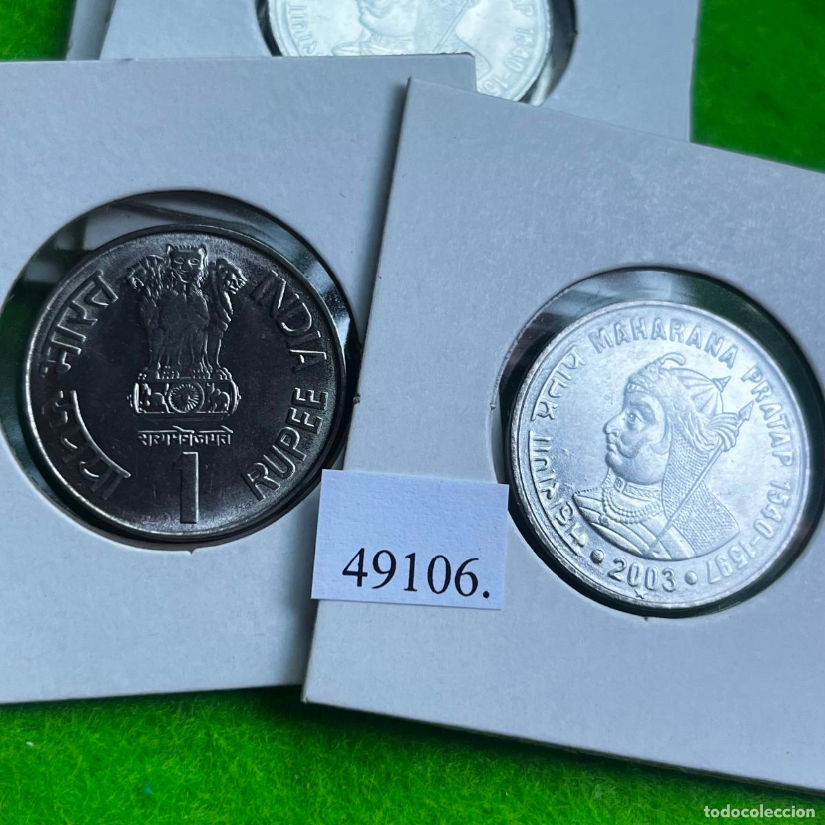Monedas antiguas de Asia: India 1 rupia 2003, Hiderabad, Maharana Pratap, una moneda, 49106 6