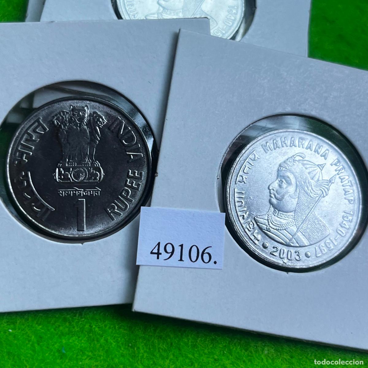 Monedas antiguas de Asia: India 1 rupia 2003, Hiderabad, Maharana Pratap, una moneda, 49106