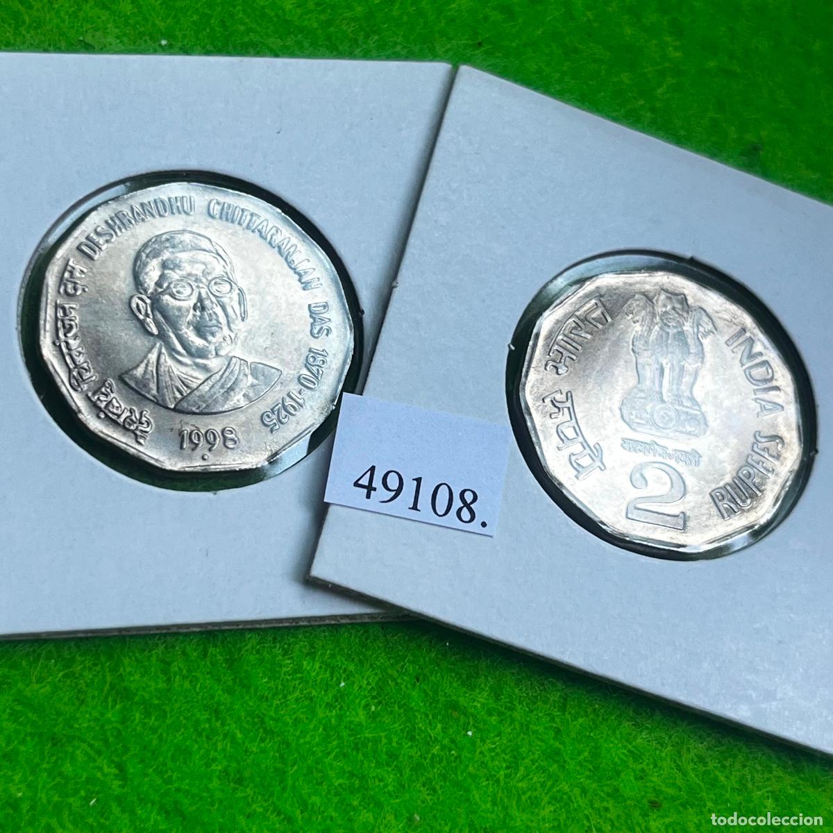 Monedas antiguas de Asia: India 2 rupias 1998 Noida, Deshbandhu Chittaranjan Das, una moneda, 49108 7