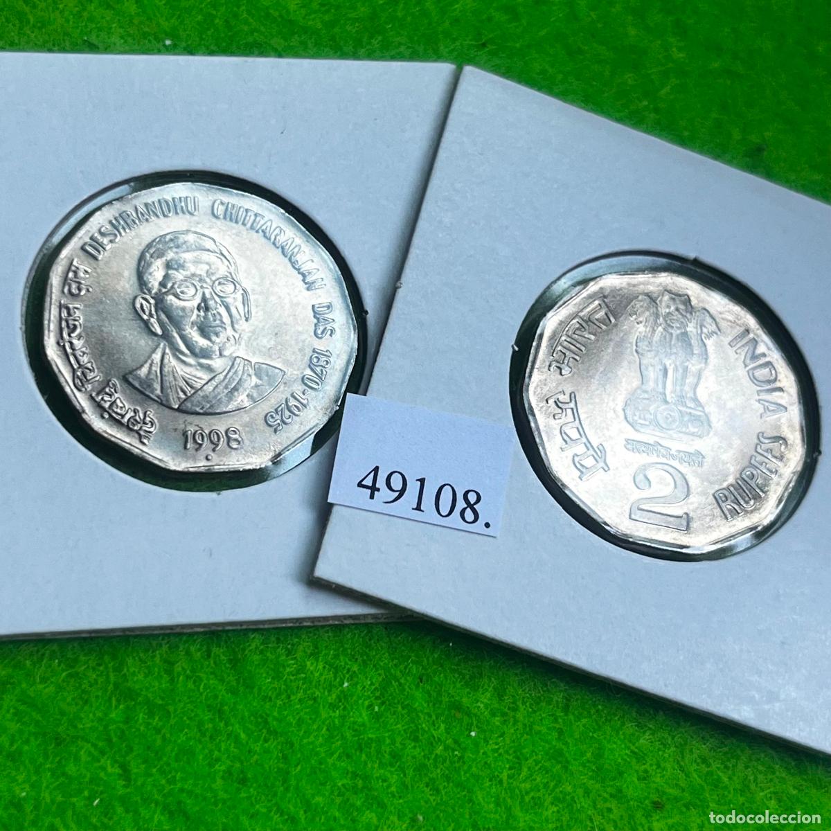 Monedas antiguas de Asia: India 2 rupias 1998 Noida, Deshbandhu Chittaranjan Das, una moneda, 49108 6