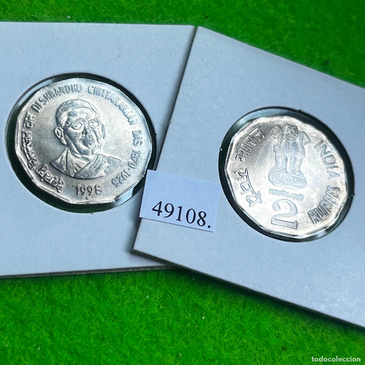 Monedas antiguas de Asia: India 2 rupias 1998 Noida, Deshbandhu Chittaranjan Das, una moneda, 49108 4