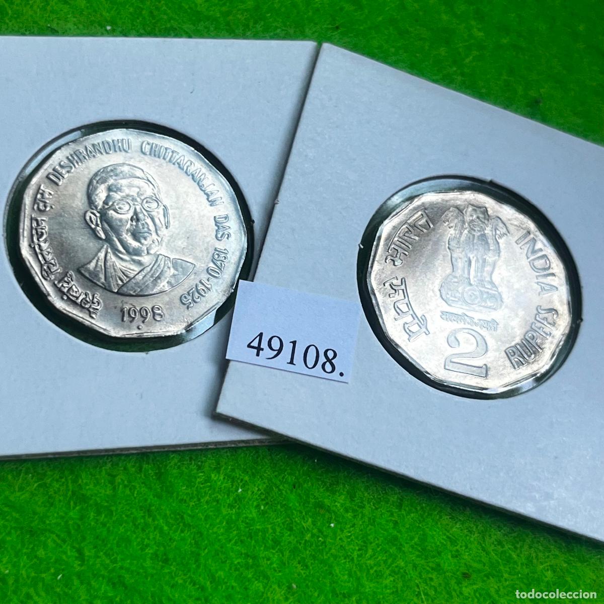 Monedas antiguas de Asia: India 2 rupias 1998 Noida, Deshbandhu Chittaranjan Das, una moneda, 49108 3