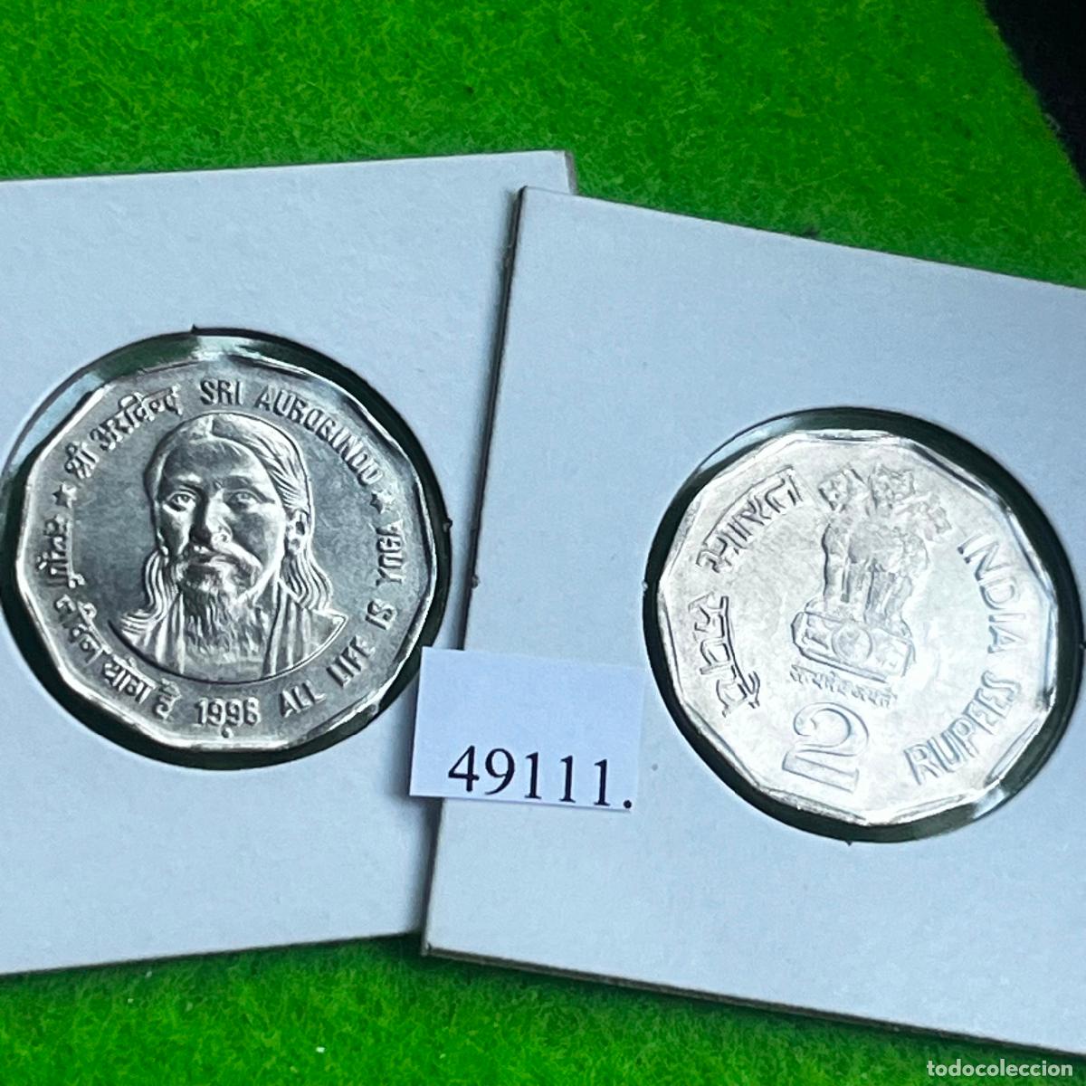 Monedas antiguas de Asia: India 2 rupias 1998 Noida, Sri Aurobindo, una moneda, 49111 3
