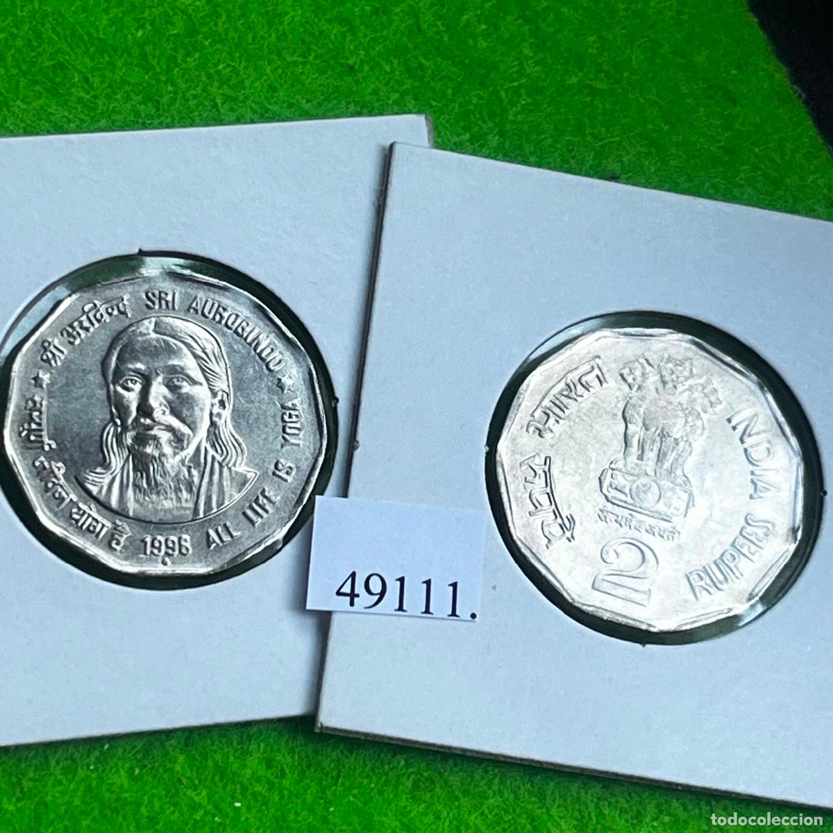 Monedas antiguas de Asia: India 2 rupias 1998 Noida, Sri Aurobindo, una moneda, 49111 4