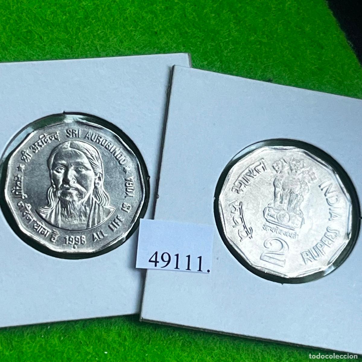 Monedas antiguas de Asia: India 2 rupias 1998 Noida, Sri Aurobindo, una moneda, 49111 5