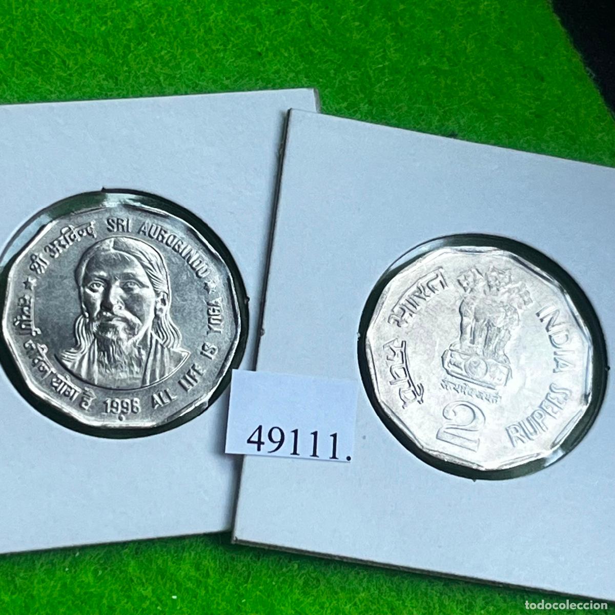 Monedas antiguas de Asia: India 2 rupias 1998 Noida, Sri Aurobindo, una moneda, 49111 7