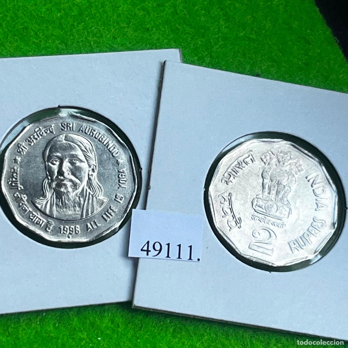 Monedas antiguas de Asia: India 2 rupias 1998 Noida, Sri Aurobindo, una moneda, 49111 2