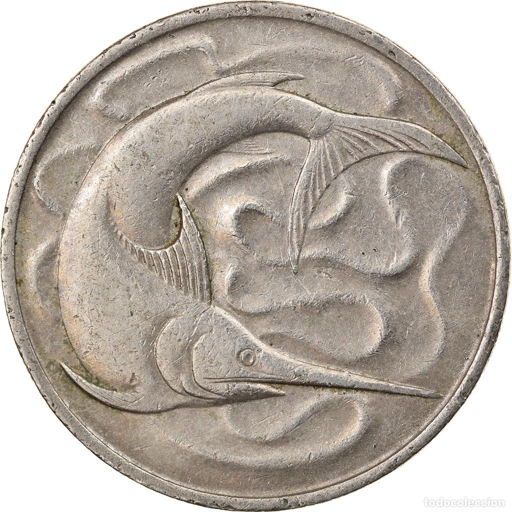 Monedas antiguas de Asia: [#746133] Moneda, Singapur, 20 Cents, 1967, Singapore Mint, BC+, Cobre - n&iacute;quel, KM:4