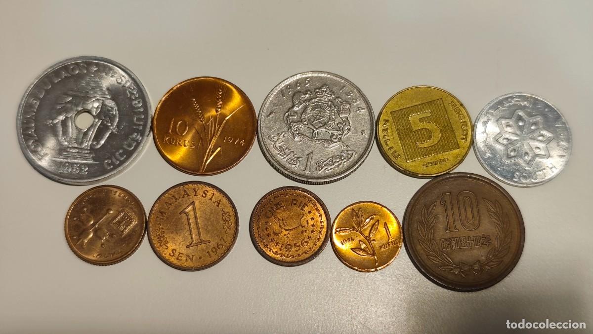 Monedas antiguas de Asia: LOTE DE MONEDAS DE LAOS TURKIA PAKISTAN MALASIA ARABIA DEL SUR ISRAEL JAPON MARRUECOS - FOTO AD.
