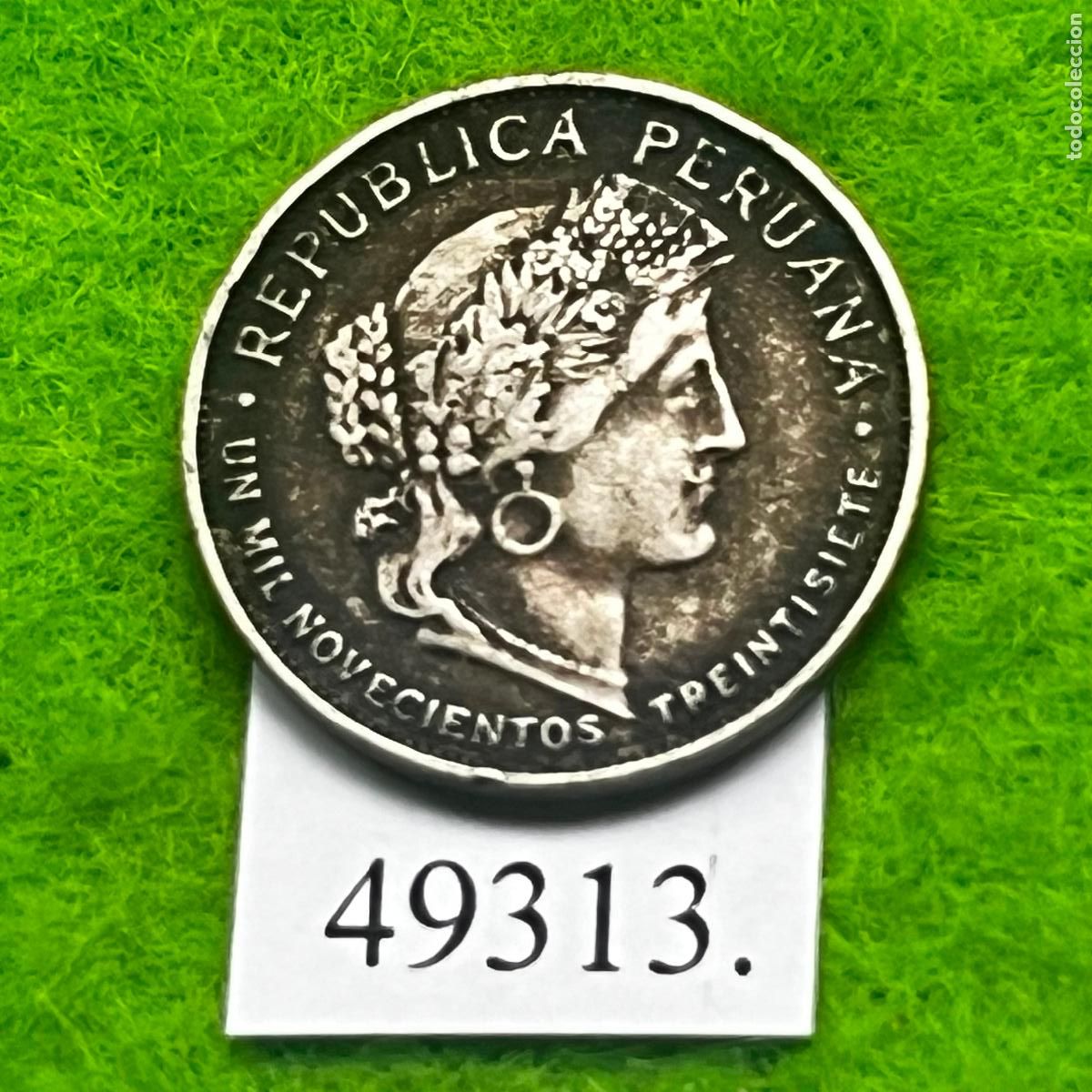 Monedas antiguas de Asia: Per&uacute; 10 centavos 1937, c&eacute;ntimos