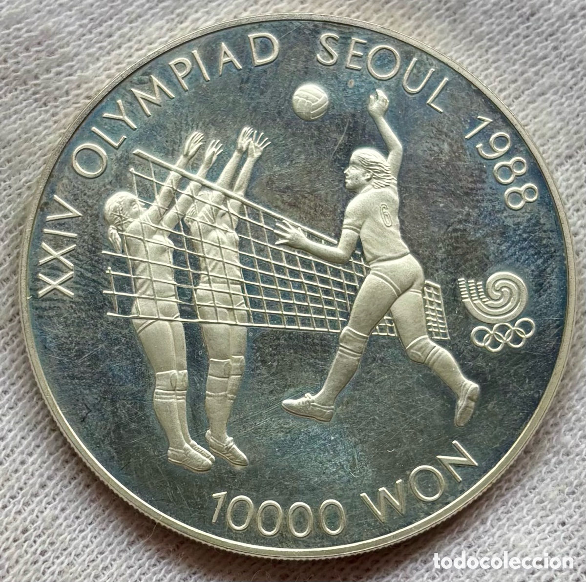 Monedas antiguas de Asia: Moneda PLATA COREA DEL SUR 10000 Won 1987 Voleibol . Korea Oz