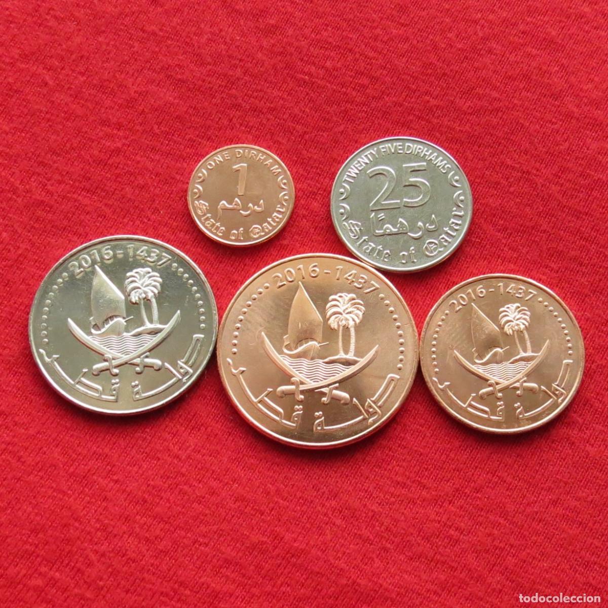 Monedas antiguas de Asia: Qatar Catar 1 5 10 25 50 dirhams 2016 2020 unc