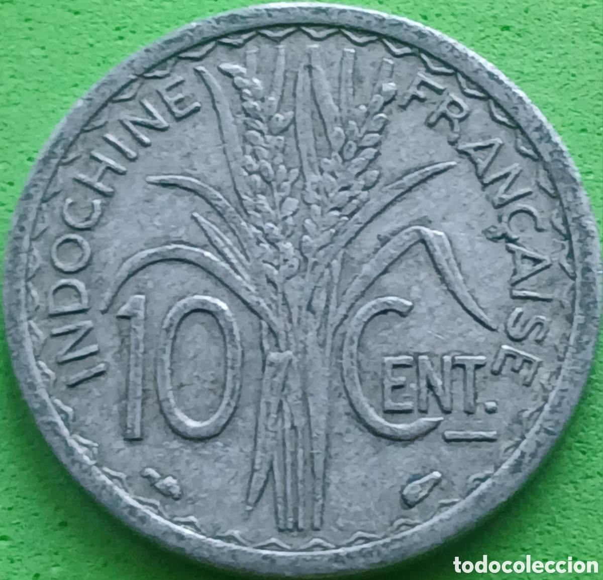 Monedas antiguas de Asia: Indochina Francesa 10 c&eacute;ntimos 1945 km#28.1 sin marca de ceca