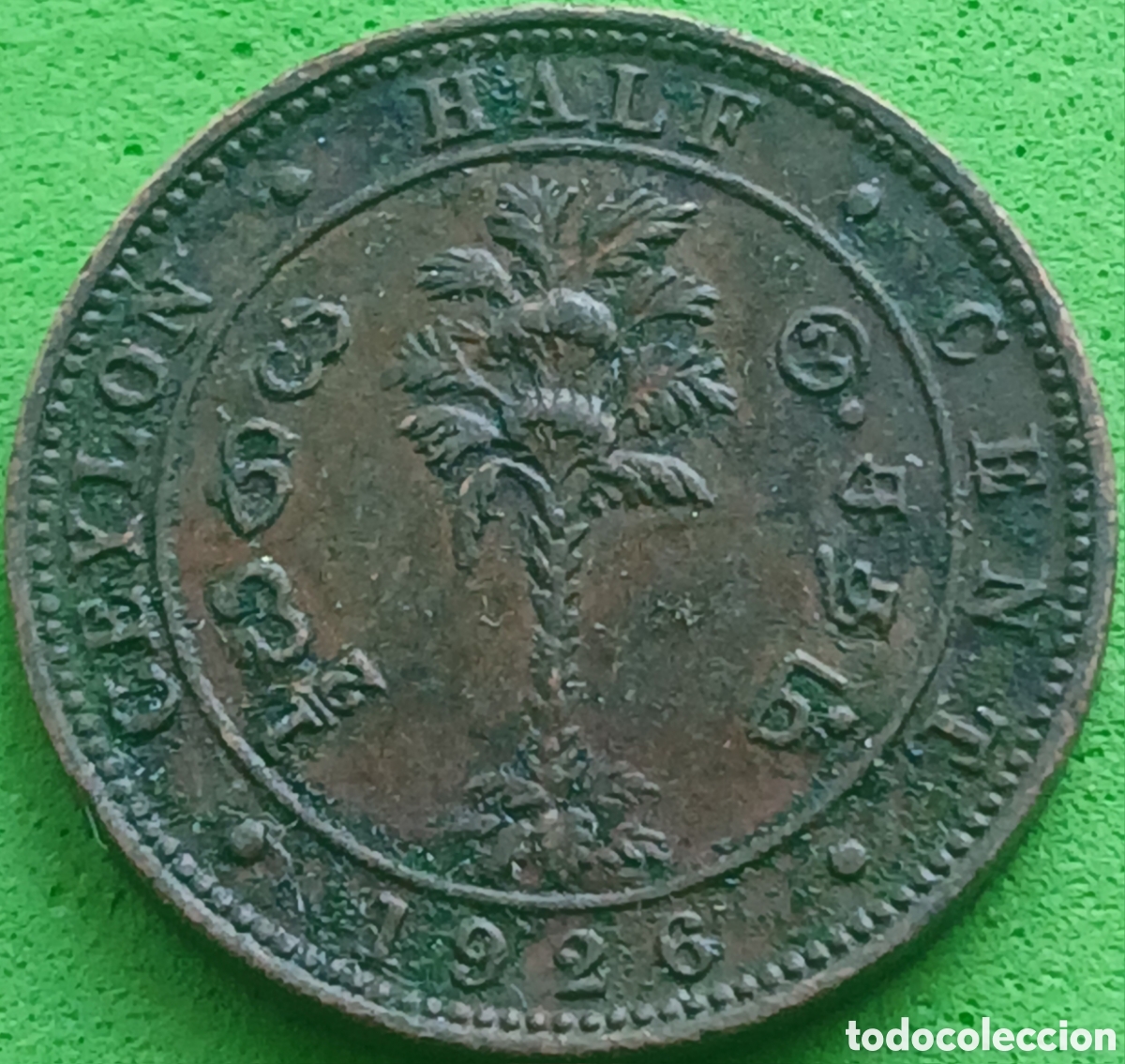 Monedas antiguas de Asia: Ceil&aacute;n half cent 1926 km#106