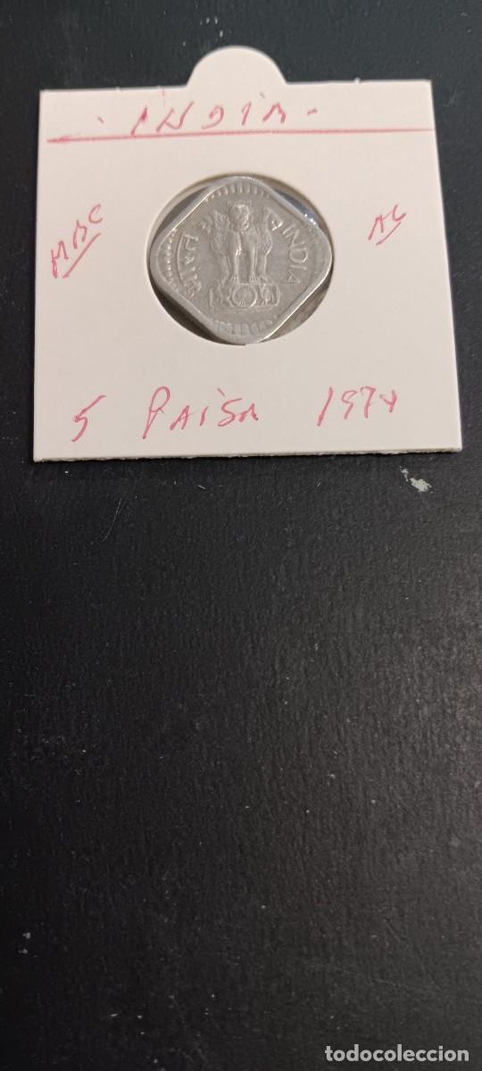 Monedas antiguas de Asia: INDIA 5 PAISA 1974 MBC KM=18.6 (ALUMINIO)