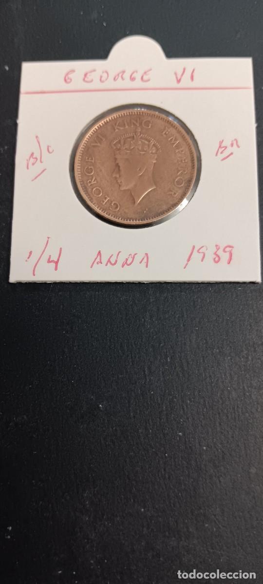 Monedas antiguas de Asia: INDIA BRITANICA 1/4 ANNA 1939 BC KM=530 (BRONCE) GEORGE VI