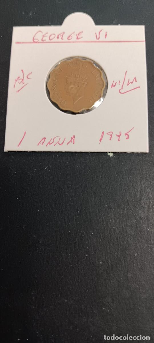 Monedas antiguas de Asia: INDIA BRITANICA 1 ANNA 1945 BC KM=539 (NIQUEL-LAT&Oacute;N) GEORGE VI