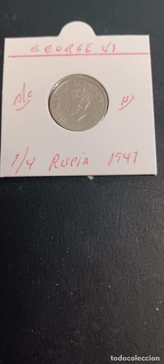 Monedas antiguas de Asia: INDIA BRITANICA 1/4 RUPIA 1947 BC KM=548 (NIQUEL) GEORGE VI