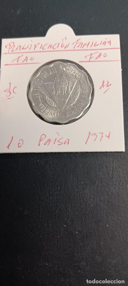 Monedas antiguas de Asia: INDIA 10 PAISA 1974 S/C KM=28 (ALUMINIO)FAO-PLANIFICACI&Oacute;N FAMILIAS