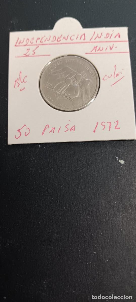 Monedas antiguas de Asia: INDIA 50 PAISA 1972 BC KM=80 (CUPRONIQUEL) 25 ANIV. INDEPENDENCIA