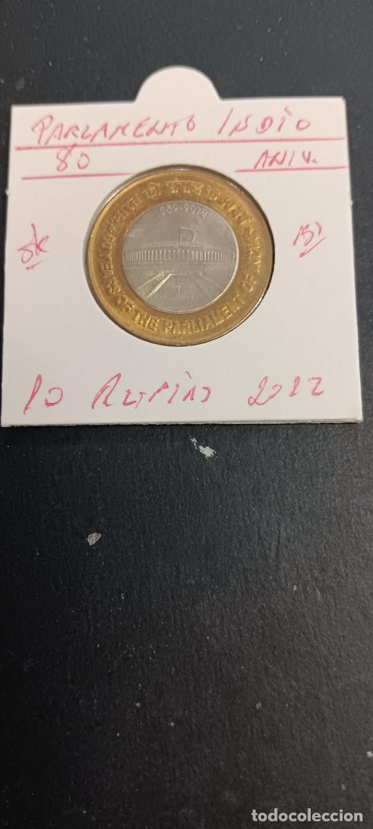 Monedas antiguas de Asia: INDIA 10 RUPIAS 2012 S/C KM=407 (BIMETALICA) 80 ANIV. PARLAMENTO