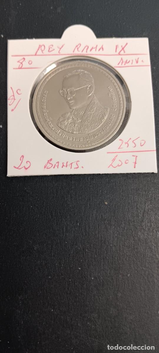 Monedas antiguas de Asia: THAILANDIA 20 BAHT 2007(2550)S/C KM=450 (80 ANIV. REY RAMA IX)