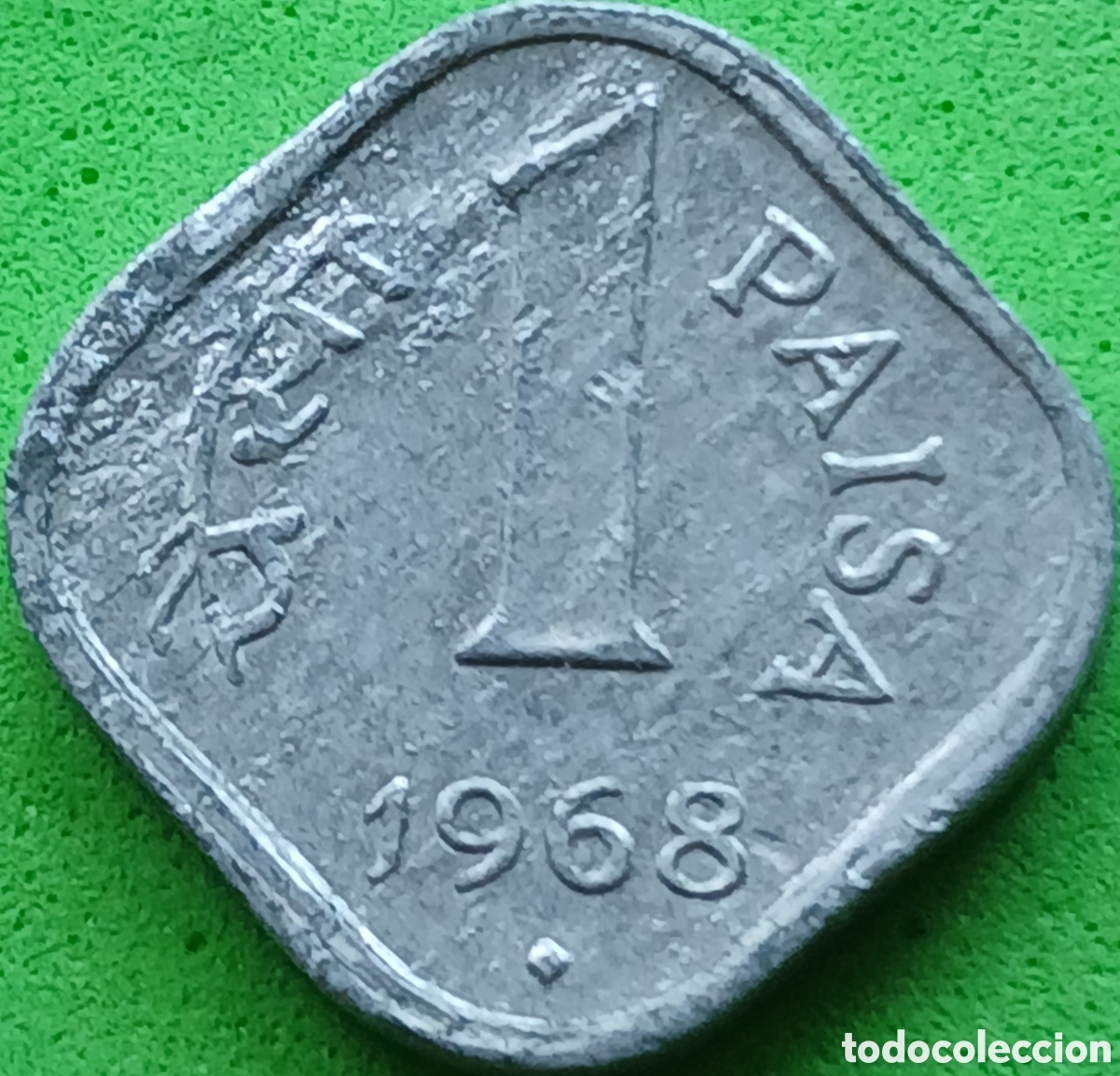 Monedas antiguas de Asia: India 1 paisa 1968 km#10.1 ceca Bombay/ exceso de metal