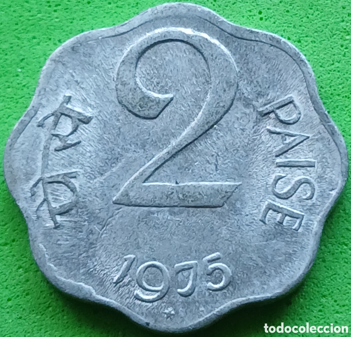 Monedas antiguas de Asia: India 2 paise 1975 km#13.6 ceca Hyderabad