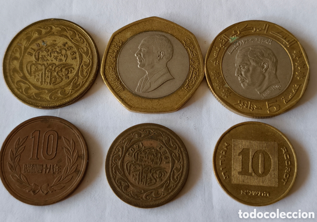 Monedas antiguas de Asia: Lote De 6 Monedas Del Mundo - Oriente Medio, Asia Y Norte De &Aacute;frica (Bimet&aacute;licas Y Bronce)