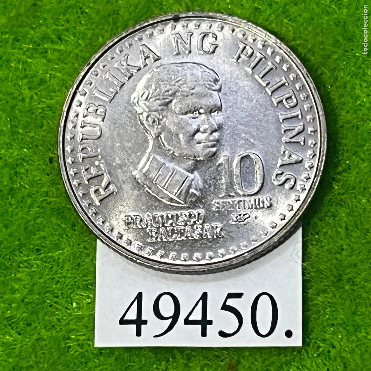 Monedas antiguas de Asia: Filipinas 10 c&eacute;ntimos 1980, poeta Francisco Baltasar