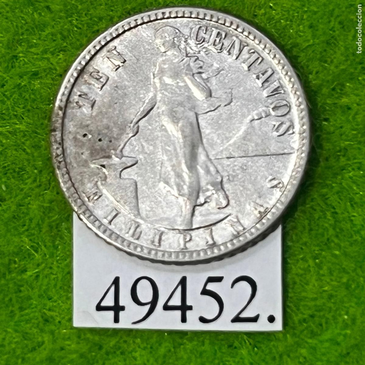 Monedas antiguas de Asia: Filipinas 10 c&eacute;ntimos 1944 D, plata